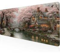 Mouse Pad Flowers Gaming Mouse Pad Small Bridge Large Desk Mat 1400x600x3mm,Work From Home Essentials Non-Slip Rubber Base Special Textured Water-Resistant Surface Wear-Resistant For Laptop Y1-40