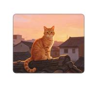 Mouse Pad for Computer and Laptop Non-Slip Mouse Mat for Office and Gaming | Cat On The Rooftop Desk Mat Smooth Surface With Stitched Edges For Easy Mouse Movement Office And Gaming Use 25 X 30cm