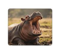 Mouse Pad for Computer and Laptop Non-Slip Mouse Mat for Office and Gaming | Hippopotamus Yawning Desk Mat Smooth Surface With Stitched Edges For Easy Mouse Movement Office And Gaming Use 25 X 30cm