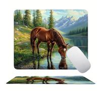 Mouse Pad Forest Horse, Mini Gaming Mouse Pad 220x180mm, Non-Slip Rubber Base for Stable Grip on Smooth Surfaces, Improved Precision and Speed, with Anti-Fray Stitched Edges Gifts for Men s0z-176