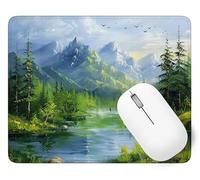 Mouse Pad Forest, Small Mouse Mat 320 x 260 mm, Desk Mat with Waterproof Design, Premium-Textured Square Mousepad River, Smooth Surface, Gaming Office Mousemat Keyboard Decor Gifts Christmas p1j-287
