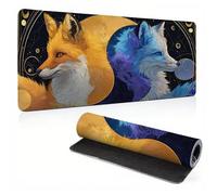 Mouse Pad, Fox Cartoon Mouse Mat, Extended Large Mousepad with Non-Slip Rubber Base, Comfortable Keyboard Pad, Office Desk Mat with Stitched Edges, Long MousPad Waterproof, 27.5x11.8x0.12 inch 0A0-261