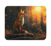 Mouse Pad Fox In The Woods Animal Gaming Mouse Pad With Stitched Edges Table Mat With Anti-Slip Rubber Base For Wireless Mouse Home Office 25X30Cm