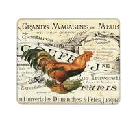 Mouse Pad French Barn Wood Grain Western Country Farmhouse Rooster Desktop Mouse Pad With Stitched Edges Gaming Mousepad Comfortable For Computer Pc Desk 25X30Cm