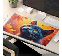 Mouse Pad Funny Work Autumn Leaves And Curious Cat Mouse Pad Fun Desk Accessories Gaming