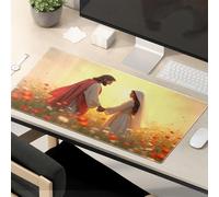 Mouse Pad Funny Work Jesus And Mary In The Field Of Flowers Mouse Pad Funny Desk Accessories For Work Gaming Mousepad