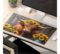 Mouse Pad Funny Work Sunflower Crowned Highland Cow Mouse Pad Gaming Mouse Pad Gaming Mousepad