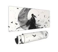 Mouse Pad Gaming Desk Pad XXL 900x400x3mm Large Washable Mouse Mat with Stitched Edges Keyboard Japanese Samurai Mousepads Non-slip Water-Resistant Rubber Base Desk Mat, for Office & Home Q-567