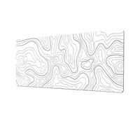 Mouse Pad Gaming Large Desk Pad Digital Printed Washable Large Mouse Mat Minimalist Topographic Map Desk Mat with Anti-Slip Rubber Base Extended Mouse Pad for Office & Home (80*30cm,White)