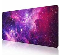 Mouse Pad Gaming, Large Mouse Pads for Desk, Keyboard Mouse Mat Desk Pad, Non-Slip Rubber Base with Stitched Edges Mousepad, 31.5x11.8in Purple Space Galaxy
