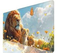 Mouse Pad Gaming Mouse Pad Lion Desk Mat Large 800 x 300 x 3mm XXL Mousemat Leopard Long Computer Keyboard Mousepad with Anti-Slip Base, Stitched Edge Desk Pad for Office, PC Gaming & Work H0-1044