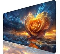 Mouse Pad Gaming Mouse Pad Rose Desk Mat Large 800 x 300 x 3mm XXL Mousemat Yellow Long Computer Keyboard Mousepad with Anti-Slip Base, Stitched Edge Desk Pad for Office Accessories, PC Gaming H0-723