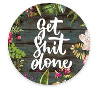 Mouse Pad, Get Shit Done Motivational Quote Mouse Pad, Round Cute Gaming Cloth Mousepad for Office Laptop, Non-Slip Rubber Personalized Computer Desk Mouse Pads for Wireless Mouse