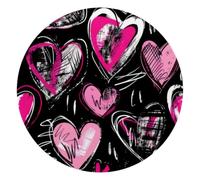 Mouse Pad, Graffiti with Pink Hearts on Black Round Computer Mousepad Non-Slip Base, Gaming Mouse Mat for Laptop Office Home, 10 x 10 Inch