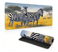 Mouse Pad, Grassland Zebra Mouse Mat, Extended Large Mousepad with Non-Slip Rubber Base, Comfortable Keyboard Pad, Office Desk Mat Stitched Edges, Long MousPad Waterproof, 39.4x19.7x0.12 inch 0A0-51