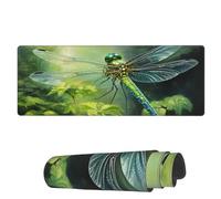 Mouse Pad Green Dragonfly On Leaves Large Mouse Pads Durable Writing Mat, For Home, Study, Laptop, 80x30cm