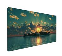 Mouse Pad Green Gaming Mouse Pad Small Island Large Size Desk Mat 1200x600x3mm, Waterproof Mousepad, Non-Slip Base-Smooth Cloth Surface, Improved Precision and Speed for Office Gaming Room XZ-920