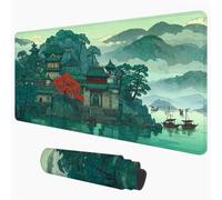 Mouse Pad Green & Small Town 70 x 30 cm Desk Mat, Table Blotter 1D#314