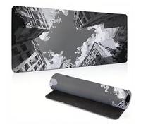 Mouse Pad, Grey Architecture Mouse Mat, Extended Large Mousepad with Non-Slip Rubber Base, Comfortable Keyboard Pad, Office Desk Mat Stitched Edges,Long MousPad Waterproof, 27.5x11.8x0.12 inch 0A0-351