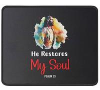 Mouse Pad He Restores My Soul Psalm 23 Religious Mouse Mats Comfort Mousepad Soft Desk Mat For Work Office Computers 25X30CM