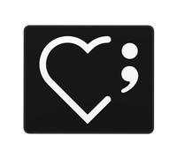 Mouse Pad Heart Semicolon Suicide Prevention Awareness Desk Mat Soft Mousepad Comfort Mouse Mats For Office Home Work 25X30CM