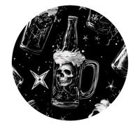 Mouse Pad, Human Skull inside Beer Glass on black background Round Computer Mousepad Non-Slip Base, Gaming Mouse Mat for Laptop Office Home, 10 x 10 Inch