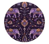 Mouse Pad, Indian Style Elephants and Floral Elements Round Computer Mousepad Non-Slip Base, Gaming Mouse Mat for Laptop Office Home, 10 x 10 Inch
