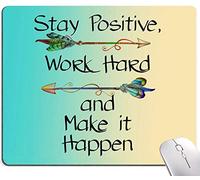 Mouse Pad - Inspirational Quotes, Waterproof, Non-Slip Rubber Base, Square Mouse Mat for Computer Laptop, Stay Positive