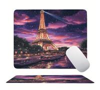 Mouse Pad Iron Tower Night View, Mini Gaming Mouse Pad 220x180mm, Non-Slip Rubber Base for Stable Grip on Smooth Surfaces, Improved Precision and Speed, Anti-Fray Stitched Edges Gifts for Men s0z-177