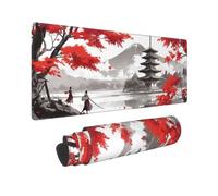 Mouse Pad Japan Mouse Mat Red Extra Large Desk Mat 39.3x19.6inch,Large XXL Mousepad Non-Slip Rubber Base,Office Desk Mousemat Stitched Edges Accessories for Office Decor,Gifts for Women 0E-689