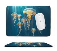 Mouse Pad Jellyfish Small Mouse Mat 25x20 cm with Stitched Edge, Waterproof Mousepad Smooth Surface Premium-Textured Mousepad with Non-Slip Rubber Base, for PC Laptop Office&Home small Desk Mat uk-965