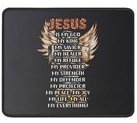 Mouse Pad Jesus Is My God King Savior Christianty Verse And Prayers Religious Inspirational Desk Mat Durable Mouse Mats Comfort Mousepad For Work Office Computers 25X30CM