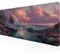 Mouse Pad Landscape Gaming Mouse Pad Ocean Large Desk Mat 1200x600x3mm,Work From Home Essentials Non-Slip Rubber Base Special Textured Water-Resistant Surface Wear-Resistant Desk Matt For Laptop Y1-66