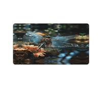 Mouse Pad Laptop Desk Pad Mousemats Mouse Mat Dragonfly Flying on The Pond Printed for Office And Home