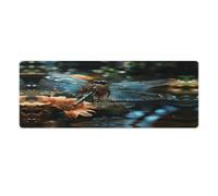 Mouse Pad Laptop Desk Pad Mousemats Mouse Mat Dragonfly Flying on The Pond Printed for Office And Home
