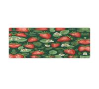 Mouse Pad Laptop Desk Pad Mousemats Mouse Mat Fresh Strawberries And Leaves Printed for Office And Home