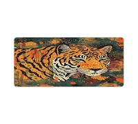 Mouse Pad Laptop Desk Pad Mousemats Mouse Mat Tiger Botanical Print Printed for Office And Home