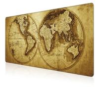 Mouse Pad, Large Antique World Map Desk Mat, Extended Non-Slip Gaming Keyboard Mousepad Desk Pad, Thick Stitched Edges Waterproof Mouse Mat 31.5"x15.7" (Retro World Map)