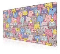 Mouse Pad, Large Cute Christmas Cats Desk Mat, Extended Non-Slip Gaming Keyboard Mousepad Desk Pad, Thick Stitched Edges Waterproof Mouse Mat 31.5"x15.7" (Cartoon Christmas Kittens)