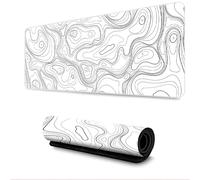 Mouse Pad Large Gaming Terrain Ocean Waves Design with Non-Slip Rubber Base, Extended XXL Long Keyboard Table Pad 31.5 X 11.8 Inch for Keyboard Home Office Gaming Work(White-B)