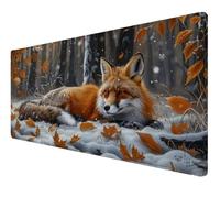 Mouse Pad, Large Mouse Mat 1000x400x3mm,XXL Mousepad,Desk Mat with Anti-Slip Base, Smooth Surface Stitched Edges Computer Mousepad, Mousemat Waterproof for Gaming,Office,Home (Maple Leaf fox) Z-209