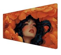 Mouse Pad, Large Mouse Mat 1000x400x3mm,XXL Mousepad,Desk Mat with Anti-Slip Base, Stitched Edges Computer Mousepad, Waterproof&Durable Mousemat for Gaming,Office,Home (orange color woman) Z-126