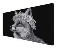 Mouse Pad, Large Mouse Mat 500x250x3mm,XXL Mousepad,Desk Mat with Anti-Slip Base, Smooth Surface Stitched Edges Computer Mousepad, Mousemat Waterproof for Gaming,Office,Home (Black White fox) Z-290