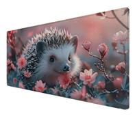 Mouse Pad, Large Mouse Mat 900x400x3mm,XXL Mousepad,Desk Mat with Anti-Slip Base, Smooth Surface Stitched Edges Computer Mousepad, Mousemat Waterproof for Gaming,Office,Home (hedgehog flower) Z-151