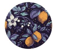Mouse Pad, Lemons Flowers and Branch Round Computer Mousepad Non-Slip Base, Gaming Mouse Mat for Laptop Office Home, 10 x 10 Inch