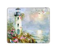 Mouse Pad Lighthouse Small Mouse Mat 24 x 28cm with Non-Slip Rubber Base, Waterproof Mousepad, Gaming Mousemat for Women Kids Men Laptops Keyboard Tray Home Traveling Office Accessories D-185