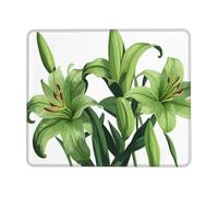 Mouse Pad Lily Flower Green Small Mouse Mat 24 x 28cm with Non-Slip Rubber Base, Waterproof Mousepad, Gaming Mousemat for Women Kids Men Laptops Keyboard Tray Home Traveling Office Accessories D-41