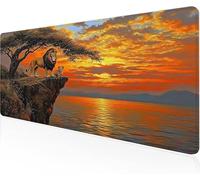 Mouse Pad Lion Gaming Mouse Pad Sunset Large Desk Mat 700x400x3mm,Work From Home Essentials Non-Slip Rubber Base Special Textured Water-Resistant Surface Wear-Resistant Desk Matt For Laptop Y1-1041