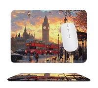 Mouse Pad London Street View Small Mouse Mat 18x22 cm with Stitched Edge, Waterproof Mousepad Smooth Surface Mousepad with Non-Slip Rubber Base, for PC Laptop Office Small Desk Mat, Gifts uk-645