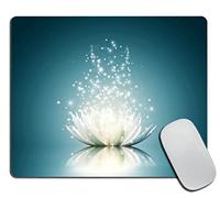 Mouse Pad Magic Lotus Flower Glowing Waterlily Floating On Pond Water Computer Mouse Pad Stitched Edges With Non-Slip Rubber Base Table Mat, For Travel, Computer, Work, 25x30cm